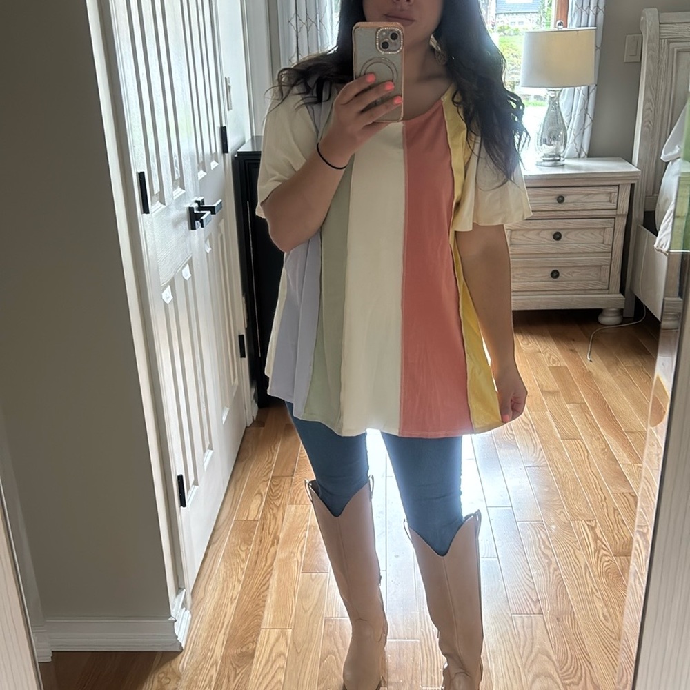 BiBi Multicolor Striped Tunic Top - Picture 3 of 4